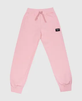Dolce&Gabbana Joggers rosa baby con patch logo L5JPD7G7M4V26