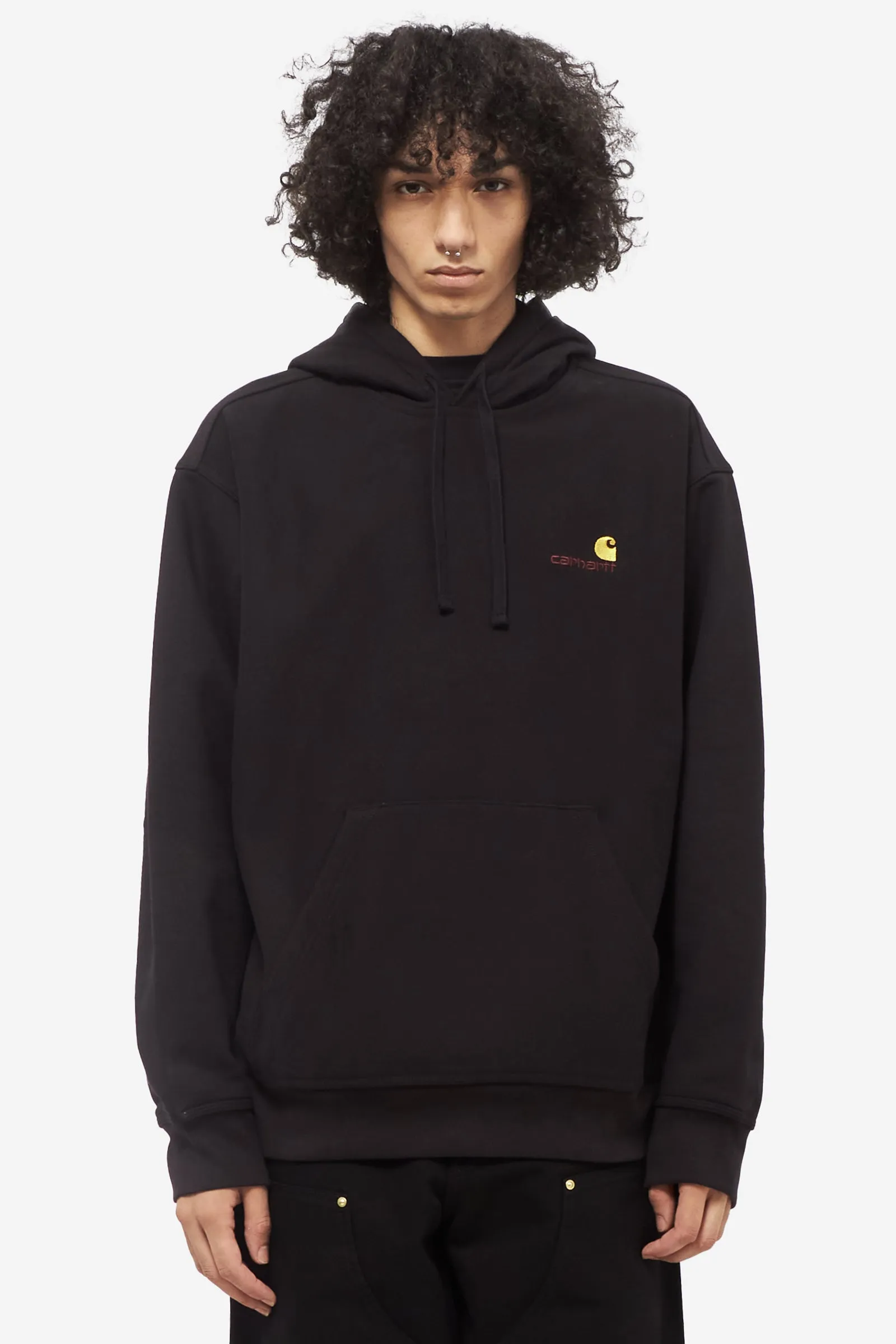 Felpa Girocollo HOODED AMERICAN SCRIPT in cotone nero