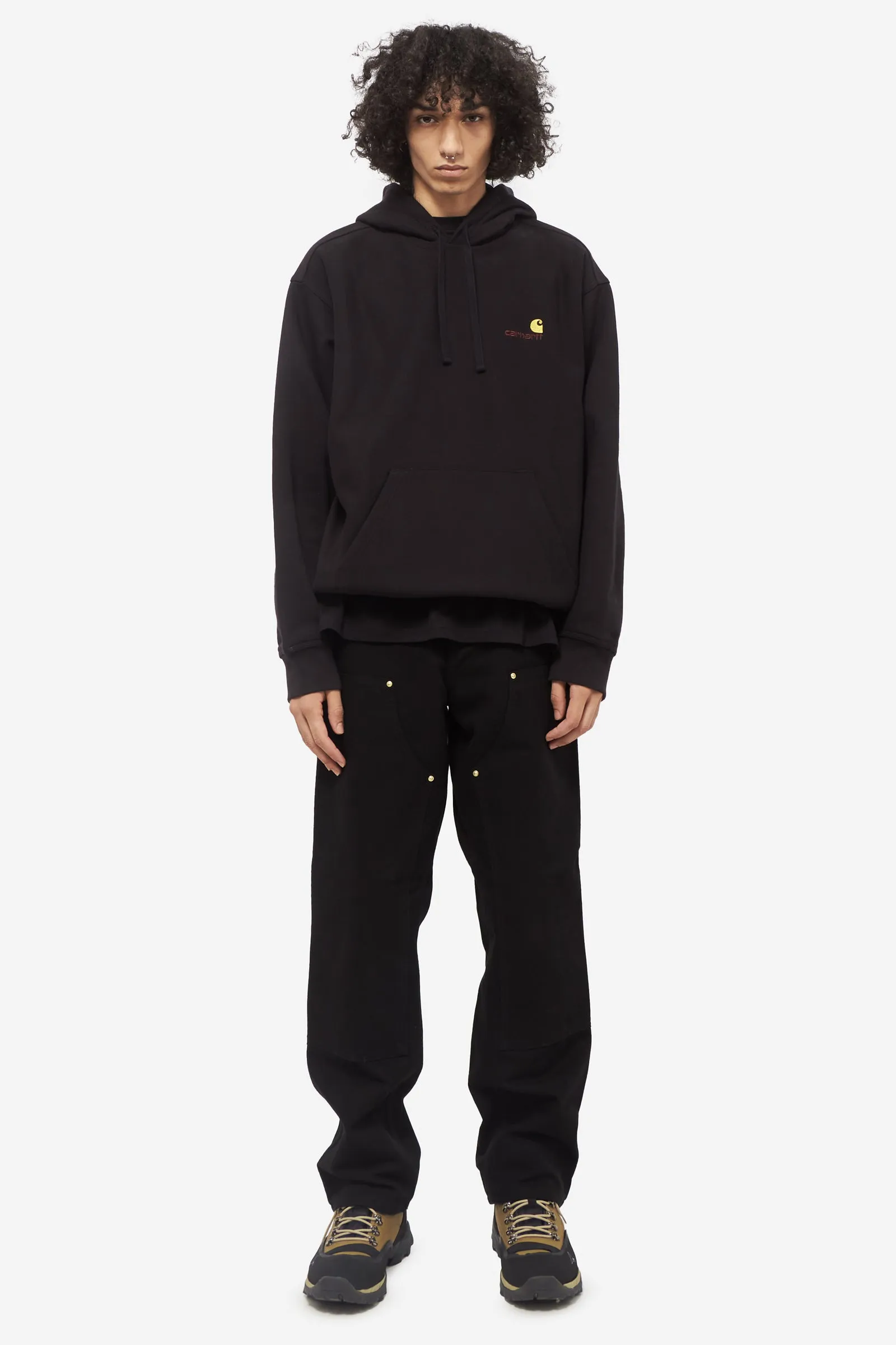 Felpa Girocollo HOODED AMERICAN SCRIPT in cotone nero
