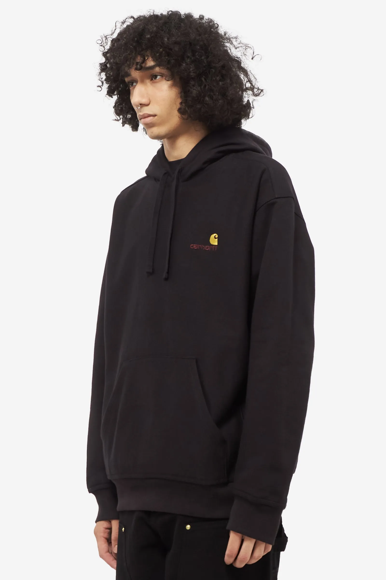 Felpa Girocollo HOODED AMERICAN SCRIPT in cotone nero