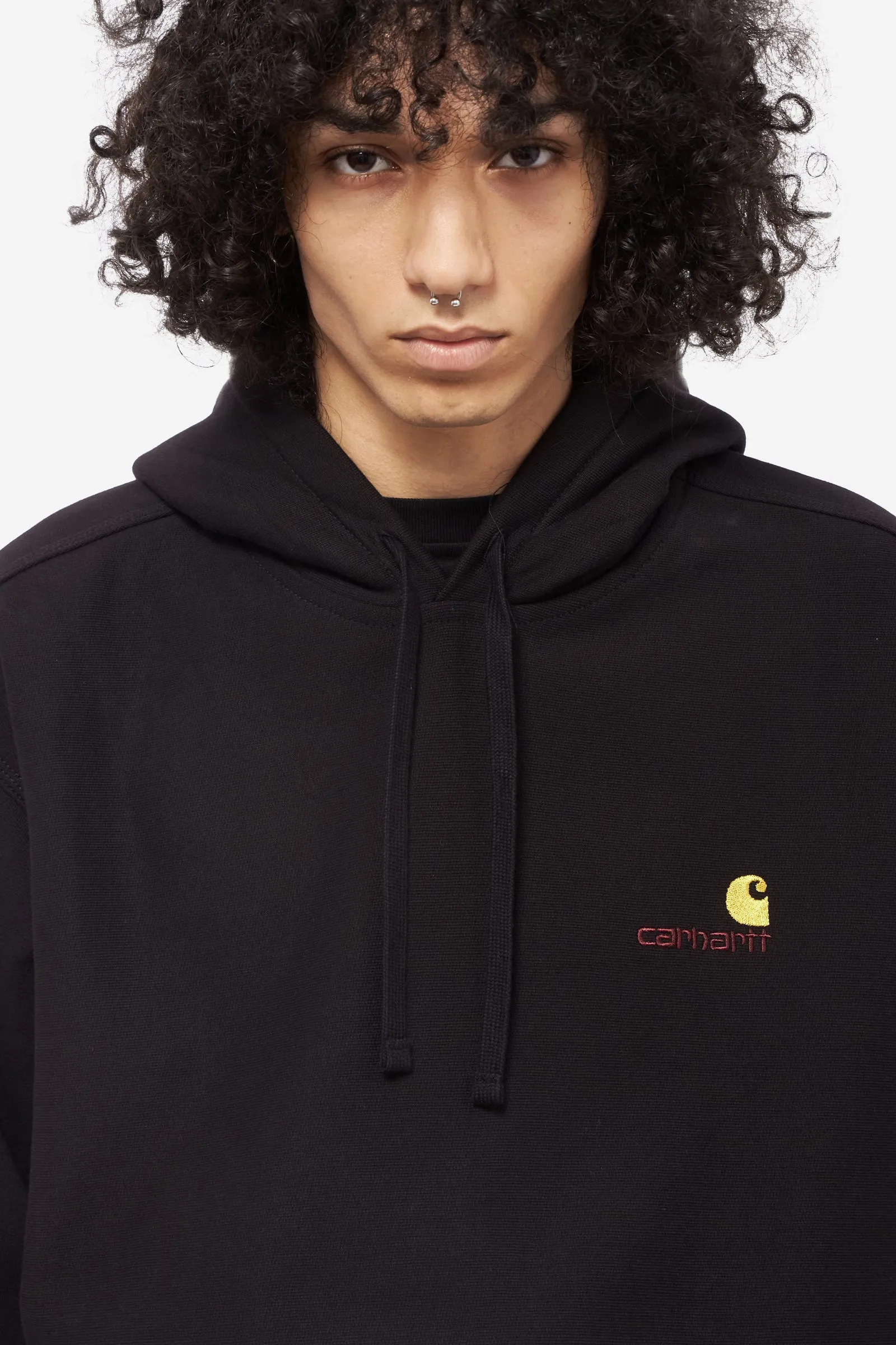 Felpa Girocollo HOODED AMERICAN SCRIPT in cotone nero