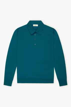 Polo lana merino super fine petrolio